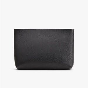 Black Pebbled Leather Cuyana Small Zip Pouch
